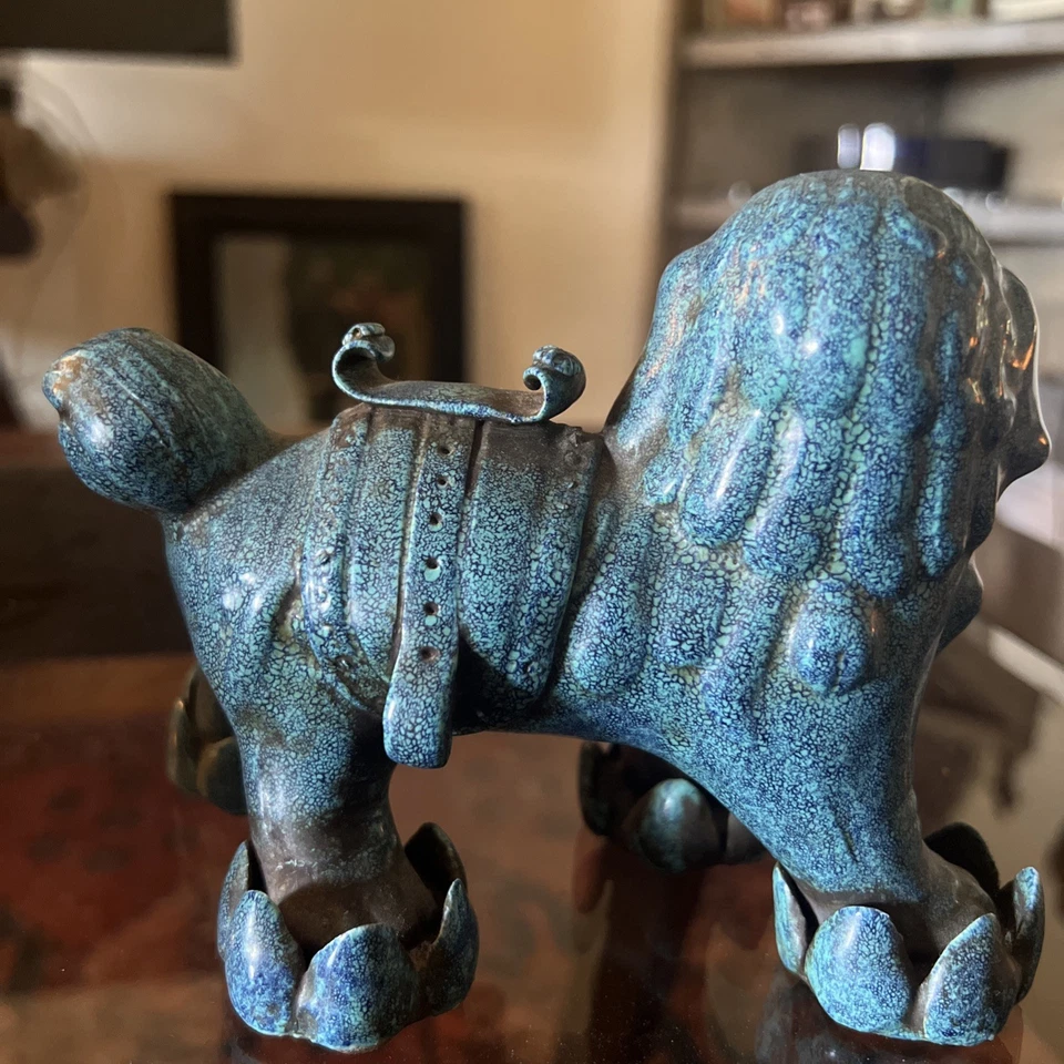 Antique, Chinese porcelain pair of Fu dogs/lions, 6 x 6 inches - Image 4 of 4