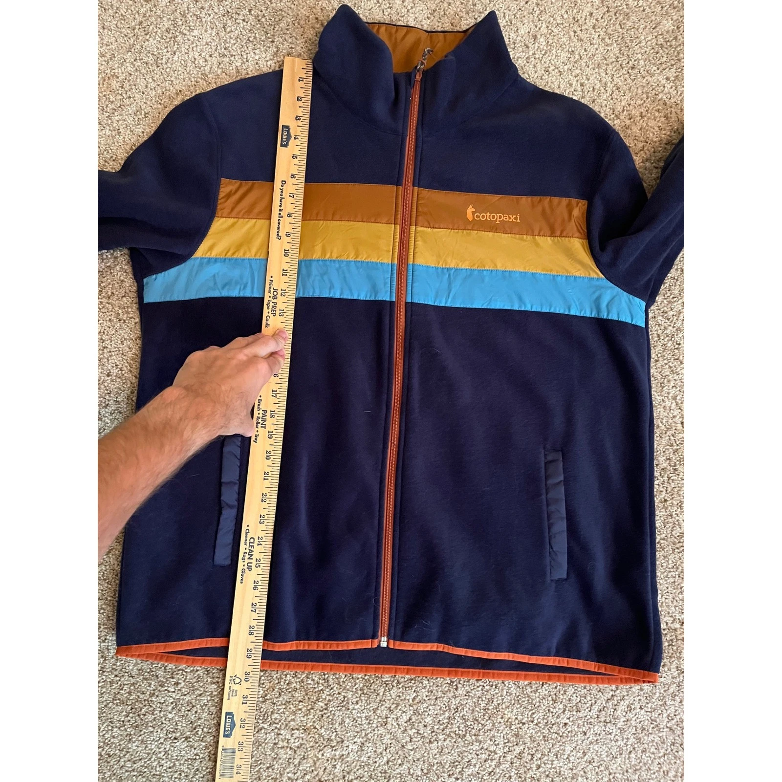 Cotopaxi Men Fleece Jacket MXL Blue Navy Multi Striped Full Zip Teca Retro Style - product detail image 6