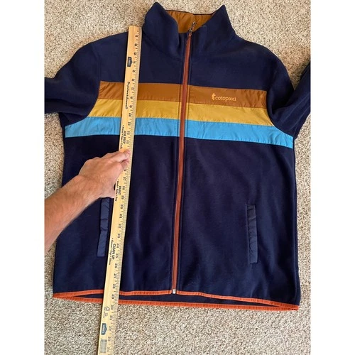 Cotopaxi Men Fleece Jacket MXL Blue Navy Multi Striped Full Zip Teca Retro Style image 6