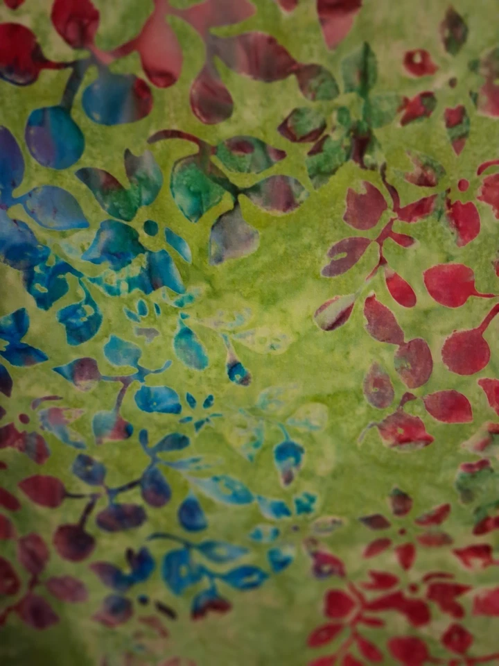 3/4 Yard Lime/Rose/Blue Cotton Batik for Quilting, Sewing, Crafts (42" x 24") - Image 2 of 4