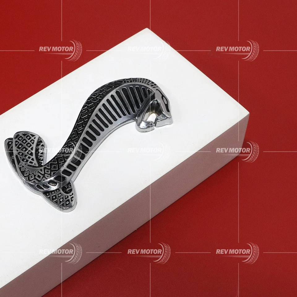 1x Front Grille Snake Emblem 3D Chrome Badge 4.5Inch Tall RH Fits for Mustang Foto 3 de 4