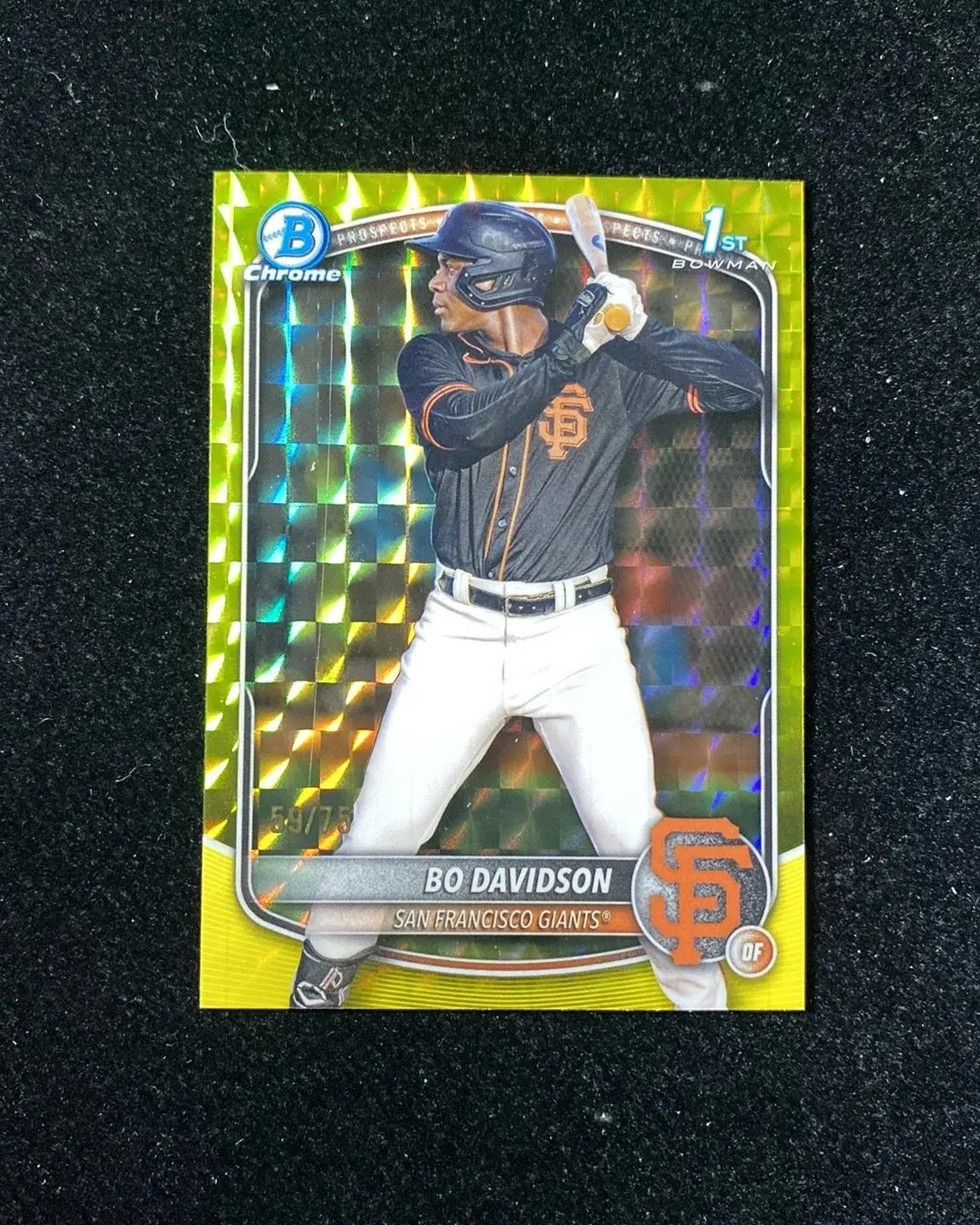 Bo Davidson 2025 Bowman Chrome 1st Yellow Geometric Refractor /75 LXYU