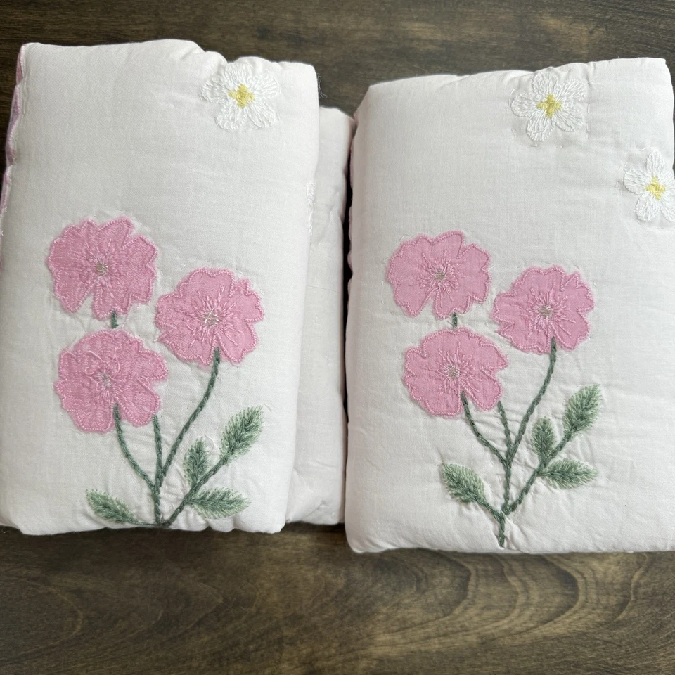 POTTERY BARN KIDS WILDFLOWER QUILTED SHAM SET OF (2) STANDARD ~ PINK MULTI - Image 2 of 4