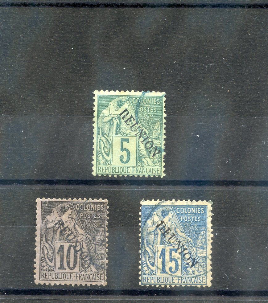 REUNION Sc 20-2(YT 20-2)F-VF USED 1891 5c,10c,15c VALUES $48 | eBay
