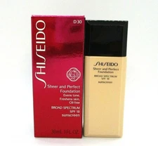 Shiseido Sheer And Perfect Foundation SPF 18 ~ D 30 Very Rich Brown ~ 30 ml BNIB