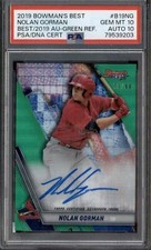 2019 Bowman's Best of 2019 Auto Green Refractor Nolan Gorman 73/99 PSA 10