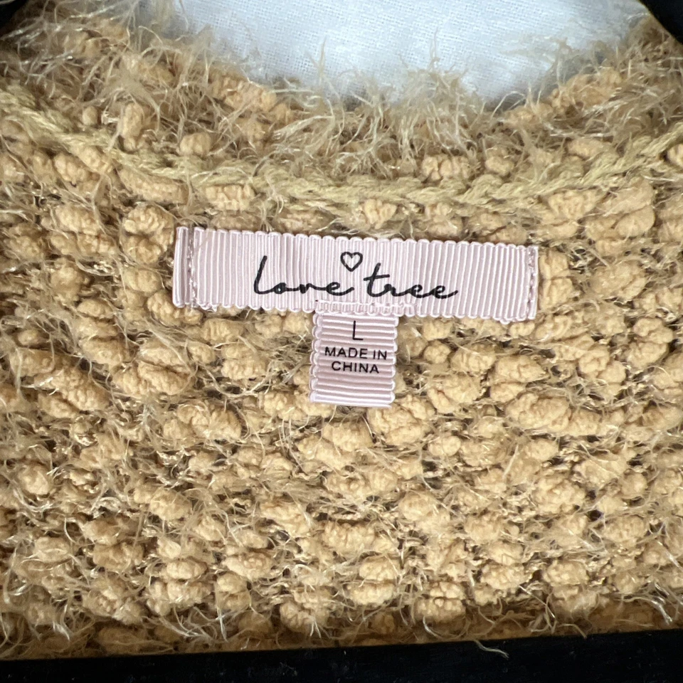 Love Tree Chunky Knit Open Front Cardigan Women’s Large Tan Cottagecore Comfy - Imagem 4 de 4