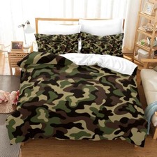 Camouflage Army Quilt Duvet Cover Bedding Set Combat Pillowcase Single Double