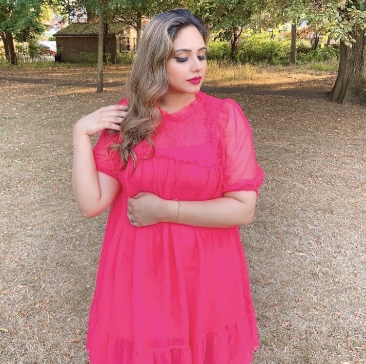 h&m pink smocked dress Women's Pink Smocked Dress