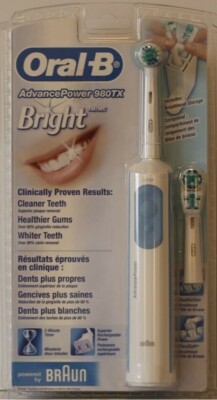 ORAL-B ADVANCE POWER 980TX BRIGHT RECHARGEABLE TOOTHBRUSH NEW SEALED PACKAGE 