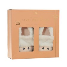 Image of Microwaveable Novelty Slippers Sheep Heatable 3D Animal Faux Fur Lavender Scent