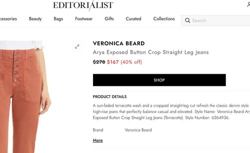 Veronica Beard Arya 278 $ kurze Jeans gerades Bein Größe 26/2 terrakotta hoher Bund 21 - Bild 4 von 21