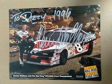 Nascar #8 Red Dog 1996/Filmar Ford Thunderbird Kenny Wallace 10"x8" firmado
