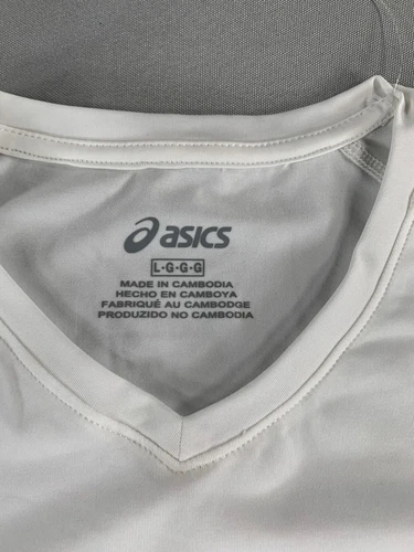 Asics Youth Volleyball Jersey L White Short Sleeve Spin Serve Tee 2054A016 - Picture 5 of 8