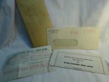 Hoja en blanco y sobre Hammer King Mills vintage años 40 Sears Roebuck and Co. pedido