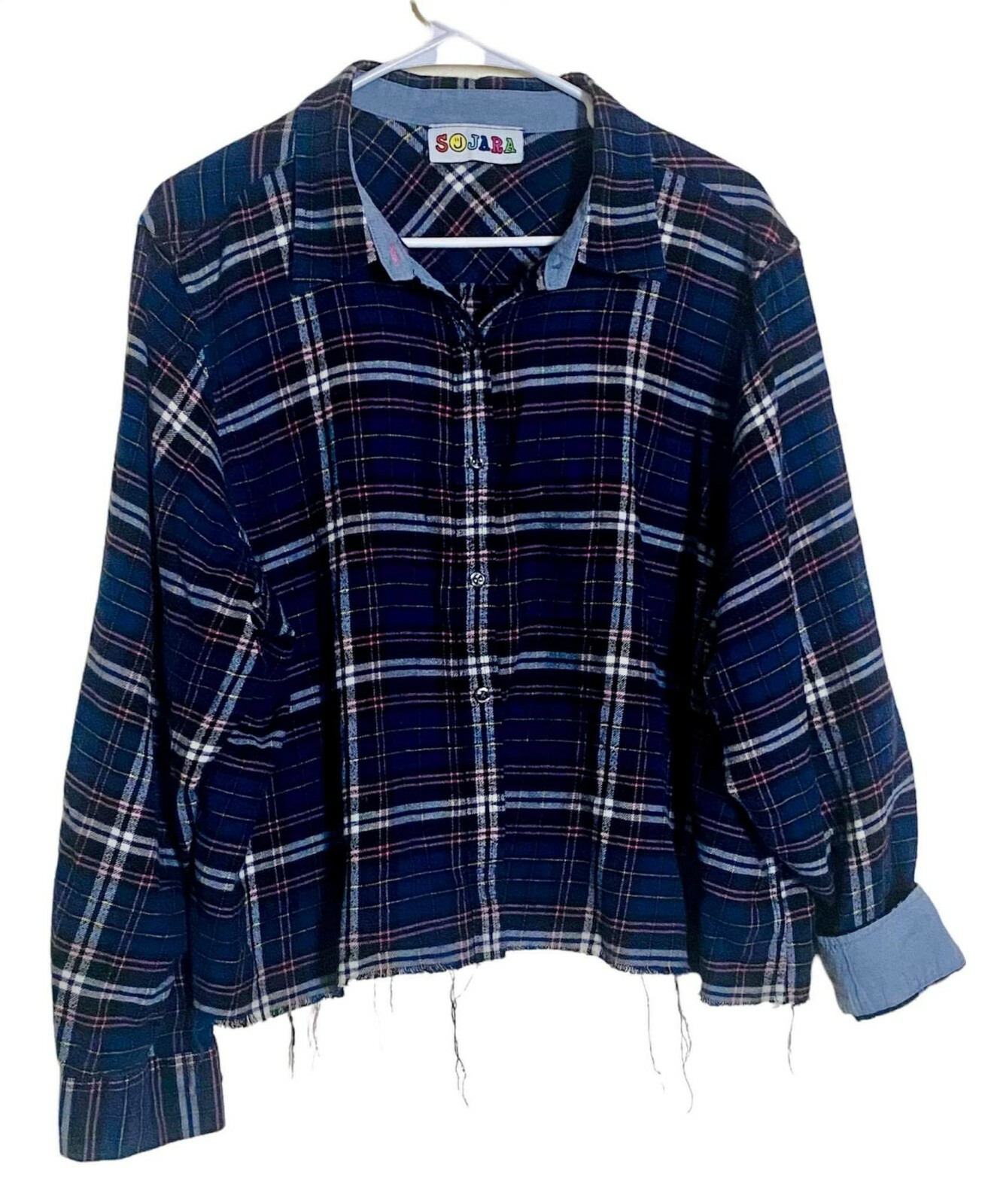 SAINT LAURENT Camicia donna Sojara a quadri con bottoni taglia 2 YSL con applicazioni sul retro fondo non rifinito