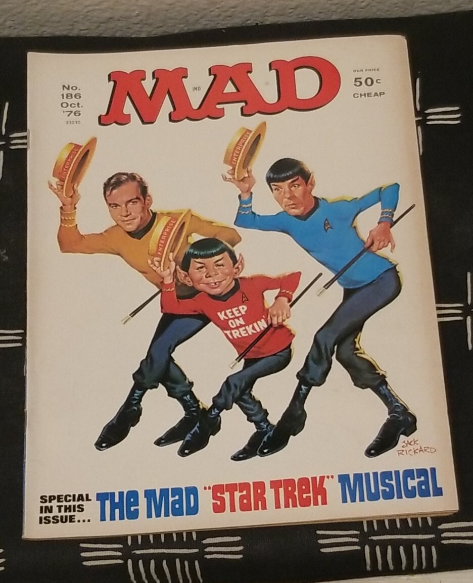 MAD MAGAZINE #186 EN ESTADO BASTANTE BUENO 1976 STAR TREK MUSICAL "Keep On Trekin'" William Shatner
