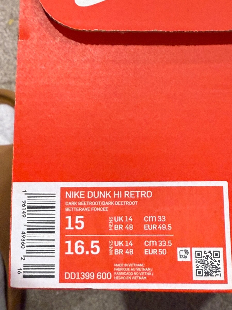 Buy Size 15 - Nike Dunk High Dark Beetroot online | eBay