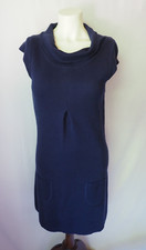 Shae Cotton Cashmere Blend Knit Sweater Sheath Dress Dark Blue Size M