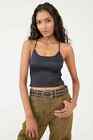 Free People Right On Time Cami Intimately Black Sleeveless Tank Smocked Top S