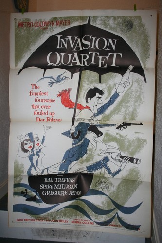 INVASION QUARTET Original Movie Poster 1961 Bill Travers Spike Milligan