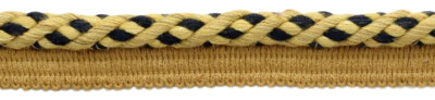 Black, Antique Gold, Champaigne, Camel Gold 3/8'' Decorative Lip Cord [By Yard]