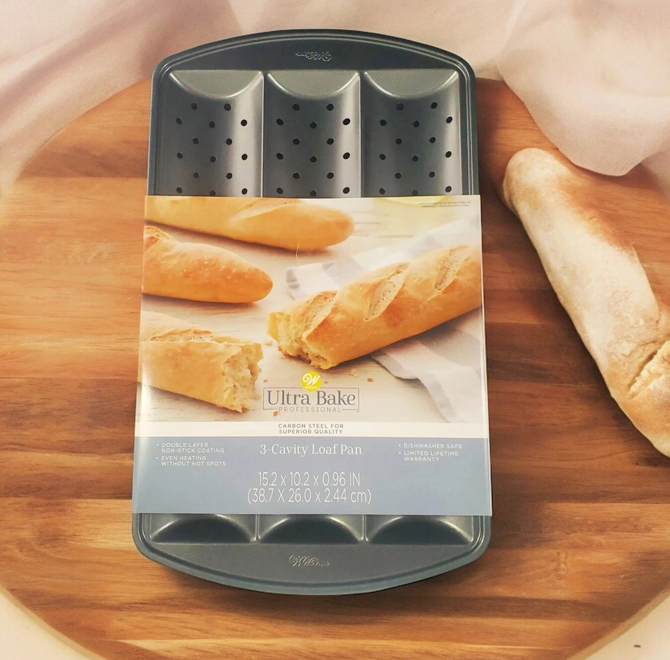 Wilton 3 Cavity Loaf Pan Bake Professional Bread Baguette Pan Carbon Steel