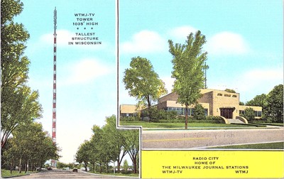 Vintage WTMJ-TV Postcard Radio City Home Milwaukee Journal Stations Harry Finken