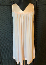 Vintage VANITY FAIR Babydoll PINK NIGHTGOWN Nylon SMALL Satin Short Sheer Gown