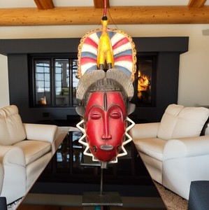 African Sawa Mask on Display Stand 4