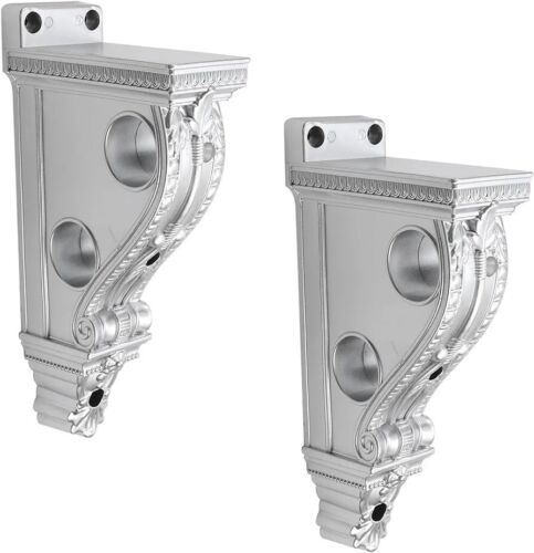 2pcs Drapery Sconce Silver Curtain Rod Holder Plastic Curtain Rod Bracket w/ Kit - Picture 1 of 7