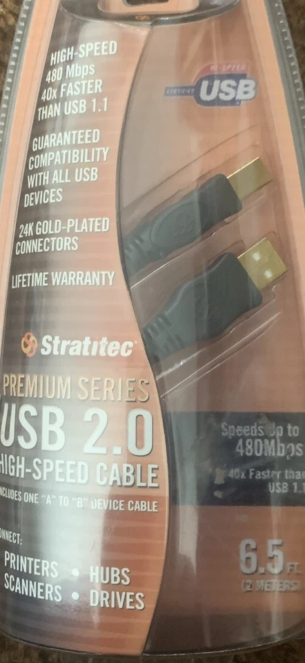 STRATITEC USB 2.0 Universal High speed cable and USB cable For Printer Scanner - Image 3 of 4