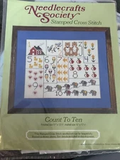 Needlecrafts Society~ Count To Ten ~Stamped Cross Stitich Kit NEW Nursery Child