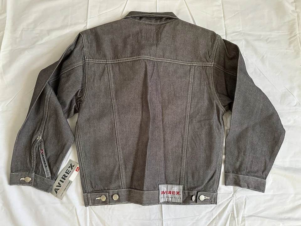 Par de 2 chaquetas vaqueras vintage de mezclilla gris AVIREX para niños 12-14 NUEVAS NUEVAS CON ETIQUETAS Foto 4 de 4