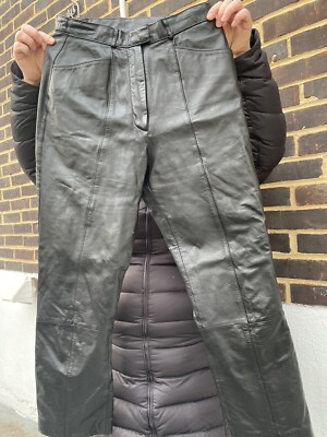 Women's Pioneer Wear Vintage Black Leather Pants Sz 80s Mom