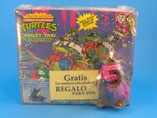 VINTAGE 1990 PLAYMATES TMNT TOILET TAXI  5552 w  SPLINTER BOOTLEG FIGURE   NOS