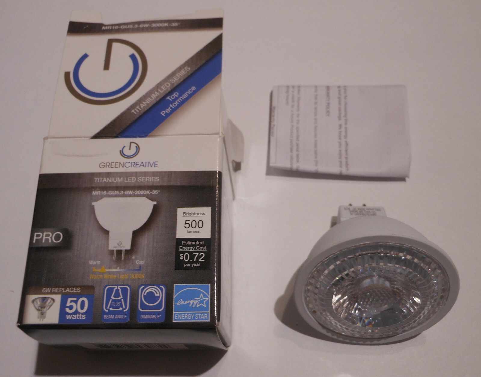 12 pc Green Creative 57985 MR16 LED Dimmable Light Bulb 6W 5