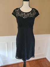Women's Little Black Dress Sexy Lace Cap Sleeve Scoop neck Studio Y Size 9/10 