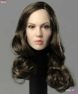 1//6 Angelina Jolie Planted Hair Head Sculpt Model Fit 12/" Female Action Figure