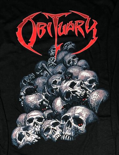 OBITUARY cd lgo CHOPPED IN HALF Official LONG SLEEVE SHIRT 2X New pile of skulls - Picture 2 of 4