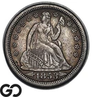 1853 Seated Liberty Dime w/ Arrows, Scarce This Nice, Tough Date