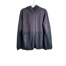 SMARTWOOL INTRAKNIT MERINO FLEECE WOMEN'S XL FULL ZIP HOODIE Black Maroon