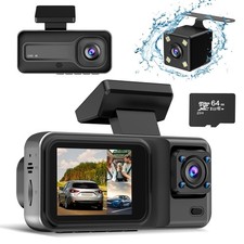 C mara De Tablero 4K Para Coche 3 Canales Dash Cam Delantera, Trasera y Interior