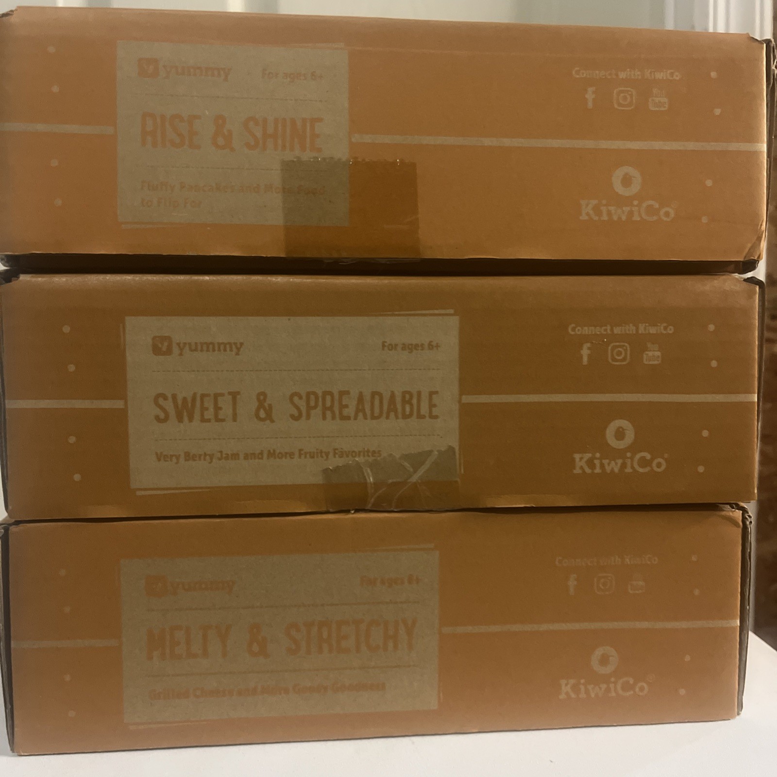 Lot of 3 Kiwi Co Tinker Crate Rise&Shine, Sweet and Spread, Melty and Stretch