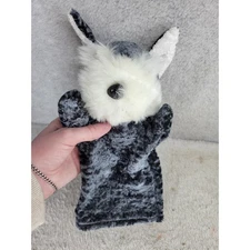 Hand Puppet Plush Animal Dog Puppy Grey White Fuzzy Stuffed Toy