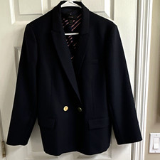 J.CREW women s Navy Wool Double-Breasted Blazer Jacket Formal Size 14