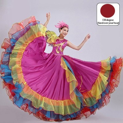 Dames 720 graden dubbellaagse grote swing maxi rok volledige cirkel rok chiffon strand rok lange ballet rok balzaal dans tribal dans buikdans flamenco festival prestaties praktijk rok