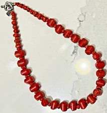 Retired Silpada Chunky Beaded Red Sponge Coral Necklace Toggle Clasp N1351 EUC