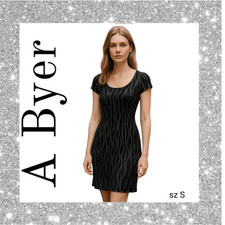 Little Black Dress Stretchy w Silver Sparkle Detail  Designer A Byer