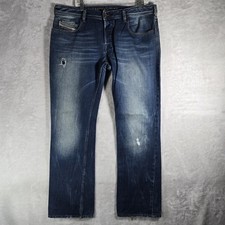 Diesel Zatiny Jeans Mens Size 36x34 Regular Bootcut Distressed Whiskered